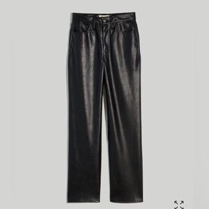GUC Madewell The Perfect Vintage Straight Jean: Faux Leather in True Black Sz 28